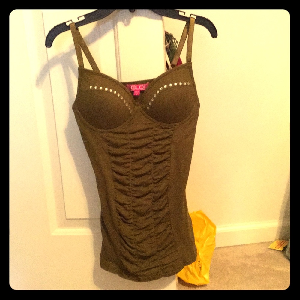 Olive ruffle cami